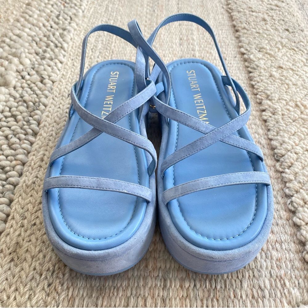 Stuart Weitzman Summerlift Platform Sandal Blue Size 7 - Picture 6 of 13